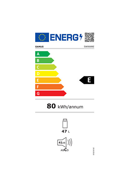 Samus Frigider-minibar SW066RE, 47 l, Termostat reglabil, 1 raft de sticla, Clasa energetica E, H 50