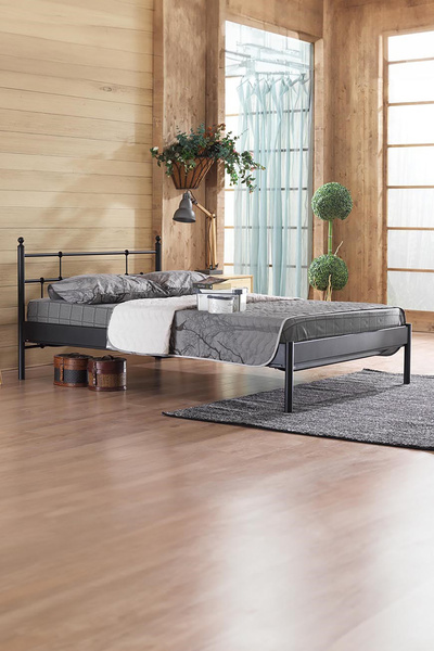 Unimet Lalas-s Çift Kişilik Ferforje Metal Karyola-siyah (AHŞAP LATALI)