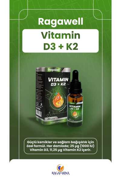 RAGAWELL VITAMIN D3 + K2 İÇEREN TAKVİYE EDİCİ GIDA 20ML DAMLA