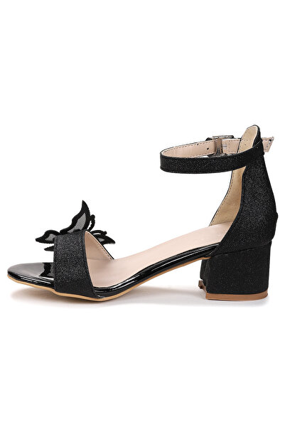 KARAMAZI Zete Sand Glitter Girls' 4 cm Heeled Sandals Evening Dress Shoes