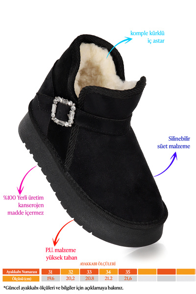 KARAMAZI Rokca Nubuk Kemerli Kız Çocuk Bot Ayakkabı