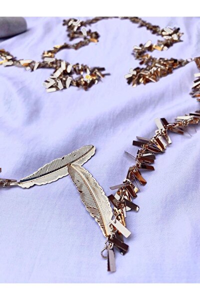 milayk Dolamalı Püsküllü Gold Kolye