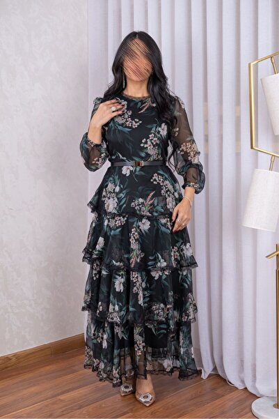 SELSAL Layered floral chiffon dress