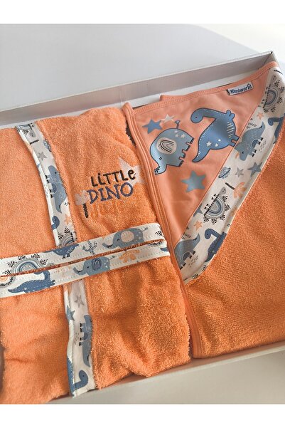 Miniworld 5'li Bornoz Seti 0-2 Yaş % 100 Organik Pamuk (Bornoz+Banyo Havlusu+Banyo Kesesi+Kemer+Terlik)