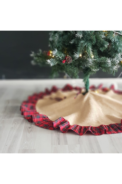 Bimotif Κάλυμμα πρωτοχρονιάτικο πεύκο, υφαντό καρό 60 cm