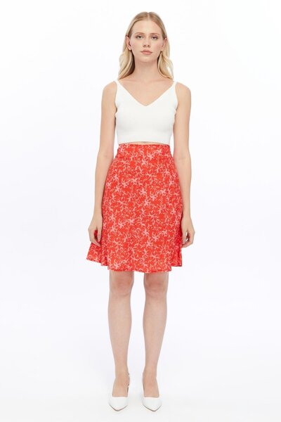 Apsen Collection تنورة ميدي نسائية موسمية حمراء من Apsen 2186-63