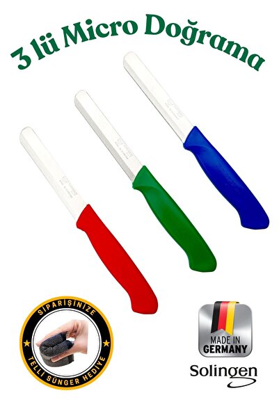Solingen Orijinal Ritter Micro 3 Adet Doğrama Bıçağı Kırmızı-Yeşil-Mavi