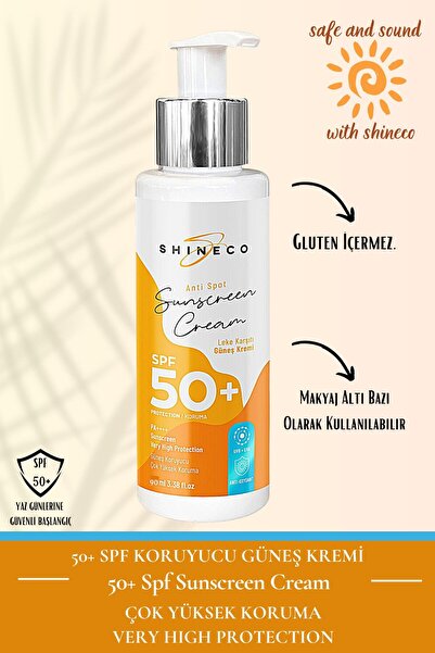 Shineco 50+ Faktör Koruyucu Güneş Kremi, Aydınlatma Etkili, UVA UVB Güçlü Koruma