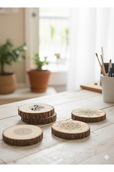 Krb Ahsap Ağaç Dilimi 5 Adet 12-13 Cm, Kütük Dilimi, Odun Dilimi, Yuvarlak Ağ...