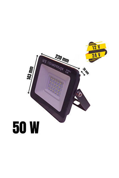 İSS BİLİŞİM 50W LED Projektör | IP65, 12/24V DC | Tekne–Karavan–Kamyon–Makine...
