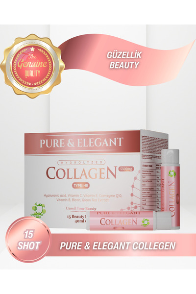 Wellvalens Pure & Elegant Collagen Shot 15'li - Yeşil Elma Aromalı Tip 1&3 Ko...
