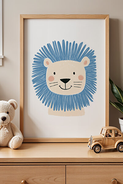 HİGUERA Ζωγραφική τοίχου με φυσικό ξύλινο πλαίσιο Παιδικό δωμάτιο με σχέδιο μ...