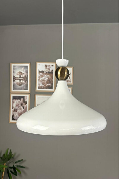 Bamyum Champion Beyaz Eskitme Şapka Başlık Tekli Avize Sarkıt Salon Mutfak Cafe Butik Aydınlatma Avizeler