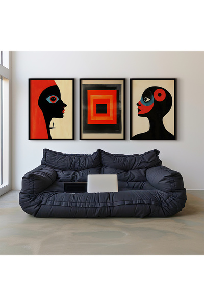 Opak Design Σετ ζωγραφικής τοίχου με αφηρημένα πρόσωπα και γεωμετρική τέχνη, ...