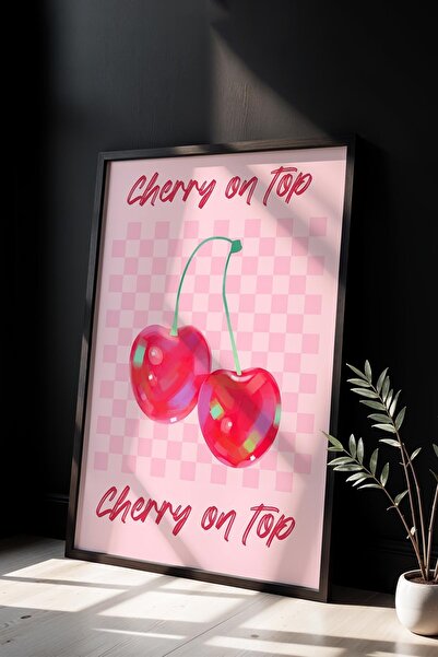 Opak Design Cherry on Top Text Pink Trendy Maximalist Art Ζωγραφική τοίχου με...
