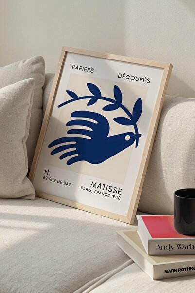Opak Design Βοτανική Σειρά Navy Blue Floral Matisse Πίνακας τοίχου με φυσικό ...