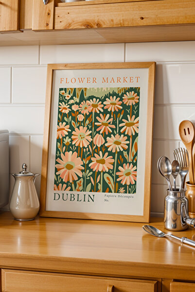 Opak Design Επιτραπέζιο Flower Market Dublin με φυσικό ξύλινο πλαίσιο – Μοτίβ...