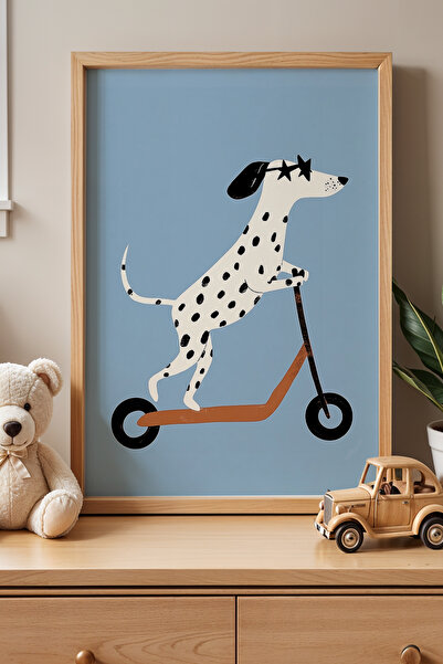 HİGUERA Scoter Loving to Ride Cute Dog Παιδικό Δωμάτιο Πίνακας τοίχου με φυσι...