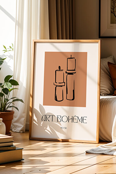Opak Design Διακοσμητικό Κερί Bohemian Minimalist Καφέ Φυσικό Ξύλινο Πλαίσιο ...