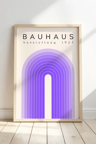 Opak Design Μωβ Bauhaus Style Minimalist Vintage Γεωμετρική Τέχνη Ζωγραφική τ...