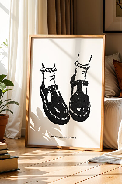 Opak Design Vintage Παπούτσια Mary Jane Σχέδιο Πίνακας Τοίχου με Φυσικό Ξύλιν...