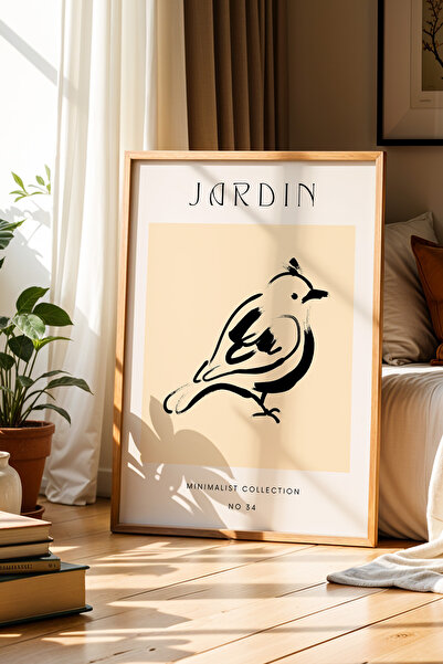 Opak Design Σειρά Jardin Σχέδιο πουλιών Πίνακας τοίχου με φυσικό ξύλινο πλαίσ...