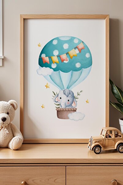 Opak Design Παιδικό δωμάτιο Flying Balloon Elephant Ζωγραφική τοίχου με ξύλιν...