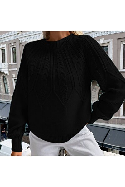 citystyle Pulover din tricot cu mânecă italiană împletită cu păr