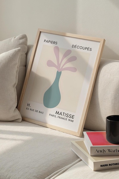 Opak Design Βοτανική σειρά Mint Green Floral Matisse Πίνακας τοίχου με φυσικό...
