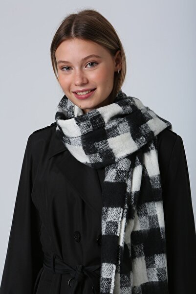 FELLMENS Μαύρο μαλακό υφήματος γυναικείο κασκόλ σάλι