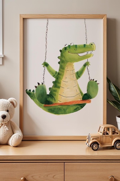 Opak Design Swinging Crocodile Illustration Παιδικό Δωμάτιο Ζωγραφική τοίχου ...