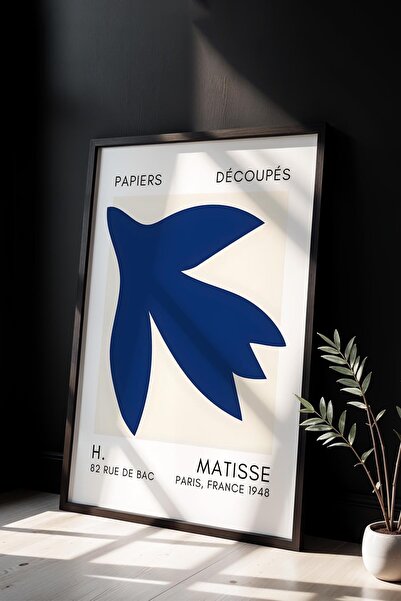 Opak Design Βοτανική Σειρά Navy Blue Floral Matisse Πίνακας τοίχου με φυσικό ...