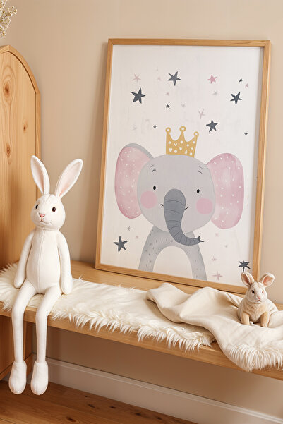 HİGUERA Πίνακας παιδικού και βρεφικού δωματίου με φυσικό ξύλινο πλαίσιο με στ...