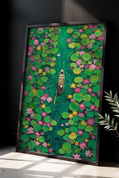 Opak Design Ζωγραφική τοίχου σαλονιού Flower Garden Illustration με φυσικό ξύ...