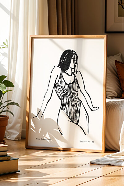 Opak Design Γυναικεία φιγούρα σε στυλ Bohemian Μινιμαλιστικό Σχέδιο Ζωγραφική...