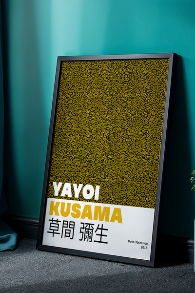 Opak Design YAYOİ KUSAMA - Μινιμαλιστική Τέχνη Golden Dots - Πίνακας με φυσικ...