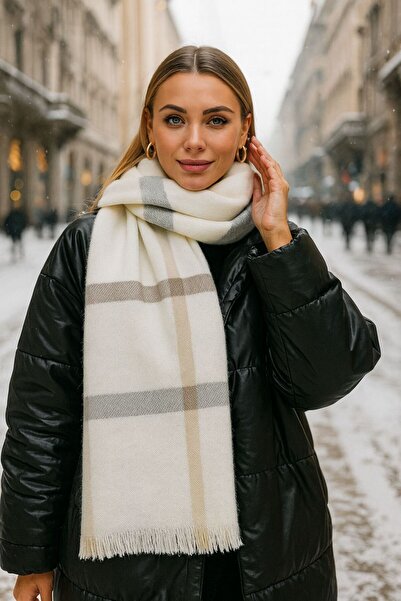 FELLMENS Şal de damă - cu model ecru