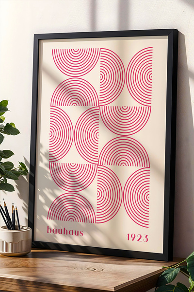 Opak Design Ροζ Bauhaus Style Minimalist Vintage Γεωμετρική Τέχνη Ζωγραφική τ...