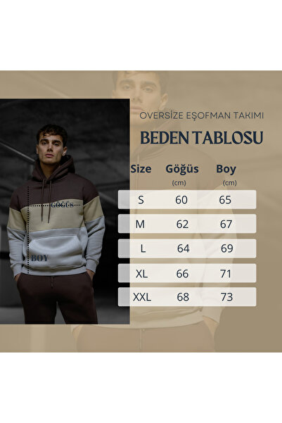 Pobudo Oversize Su Yeşili Renk Füme Şeritli  Kapüşonlu Eşofman Takımı