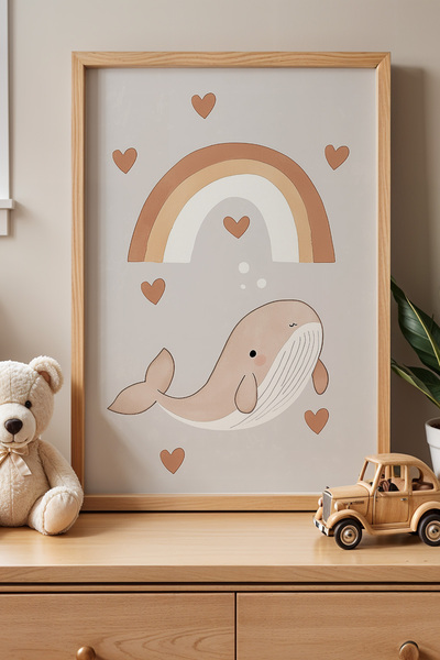 HİGUERA Φάλαινα κάτω από το ουράνιο τόξο - Πίνακας παιδικού και βρεφικού δωμα...