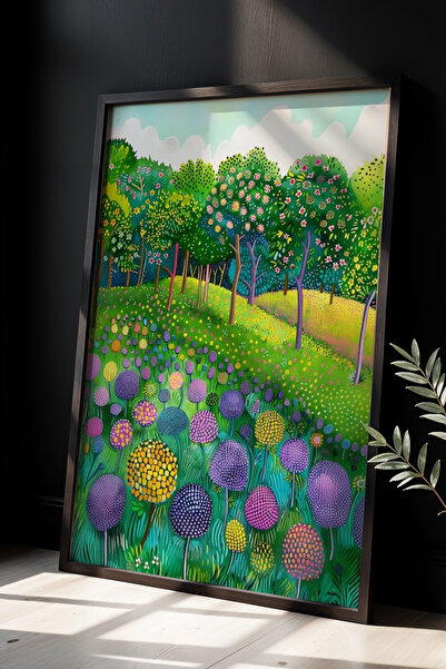 Opak Design Ζωγραφική τοίχου σαλονιού Flower Garden Illustration με φυσικό ξύ...