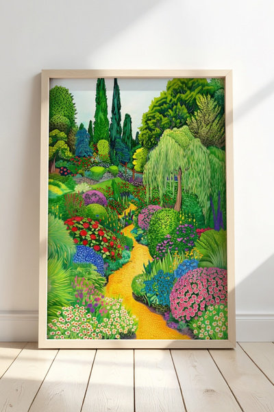 Opak Design Εκτύπωση τοίχου Floral Botanical Art με φυσικό ξύλινο πλαίσιο