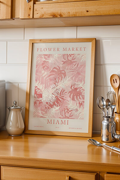 Opak Design Επιτραπέζιο Flower Market Miami με φυσικό ξύλινο πλαίσιο – ροζ τρ...