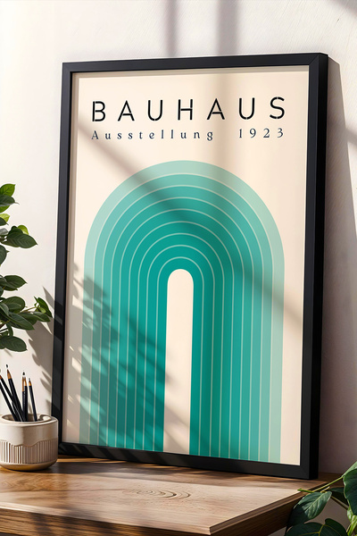Opak Design Τυρκουάζ Bauhaus Style Minimalist Geometric Art Αφηρημένη ζωγραφι...