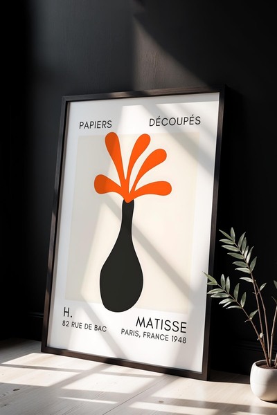 Opak Design Βοτανική Σειρά Πορτοκαλί Μαύρο Floral Matisse Πίνακας τοίχου με φ...