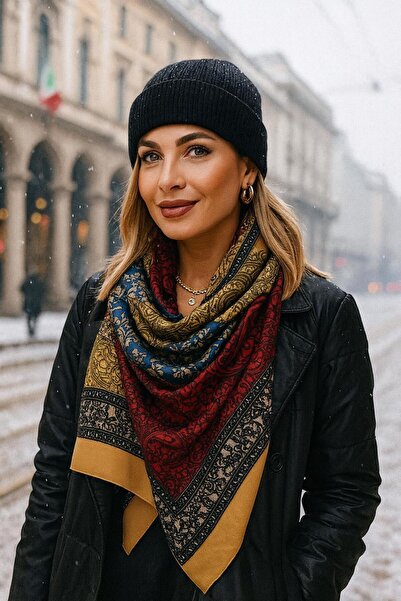 FELLMENS Γυναικείο σάλι με σχέδιο σαφράν