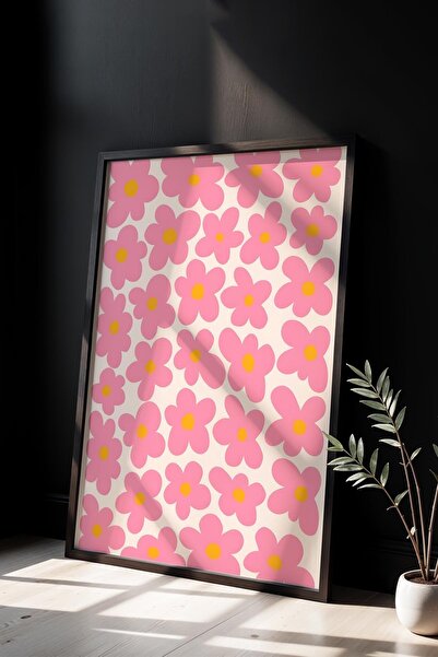 Opak Design Βοτανική Σειρά Pink Floral Matisse Πίνακας τοίχου με φυσικό ξύλιν...