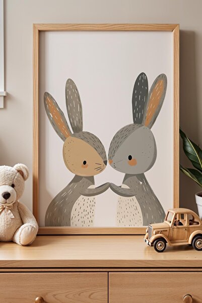 Opak Design Rabbits in the Nose Παιδικό Δωμάτιο Ζωγραφική τοίχου με ξύλινο πλ...