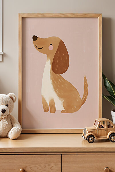 HİGUERA Πίνακας τοίχου με φυσικό ξύλινο πλαίσιο για παιδικό δωμάτιο με χαριτω...