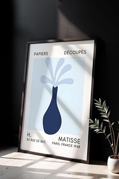 Opak Design Βοτανική Σειρά Blue Floral Matisse Πίνακας τοίχου με φυσικό ξύλιν...
